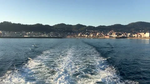 View of the sea from the stern of a ferry Stock Footage 311657822