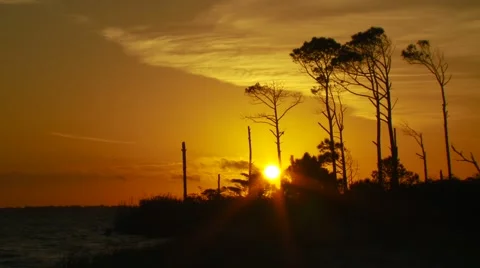View of sea at sunset Stock Footage 55571445