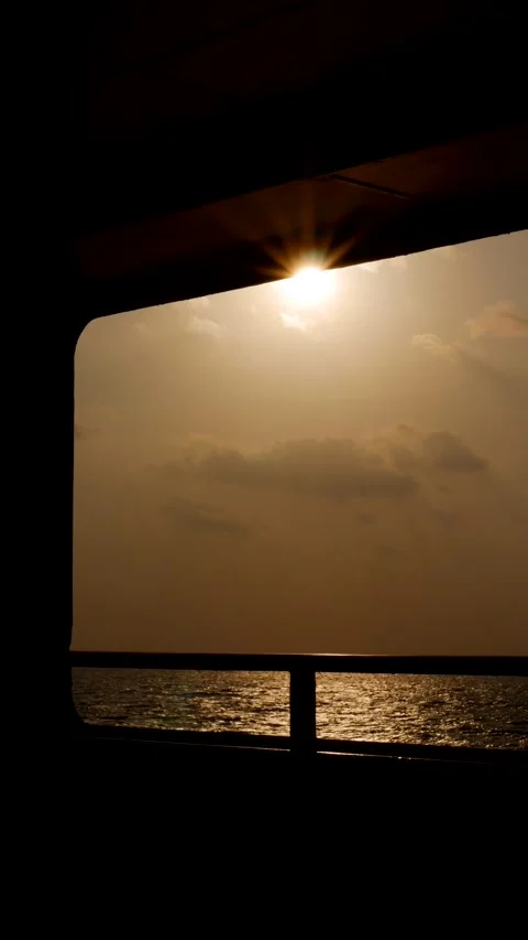 View on a sea, sunset on the open ocean from a boat Stock Footage 312109483