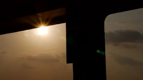 View on a sea, sunset on the open ocean from a boat Stock Footage 314120256