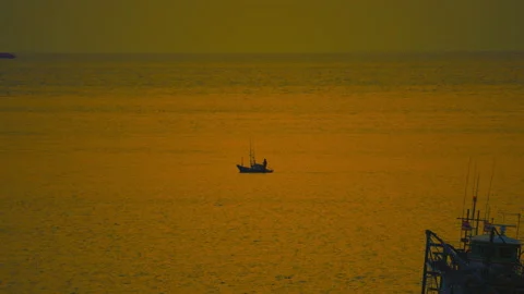 View of sea on sunset silhouette background Video stock 237702424