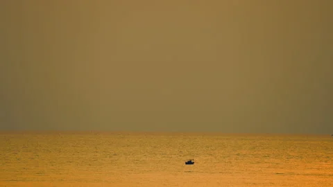 View of sea on sunset silhouette background Stock Footage 237702557