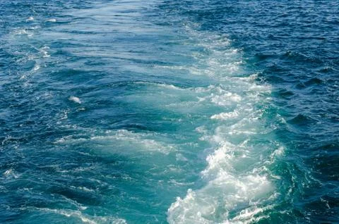 View of sea surface and waves from ferry Stock Photos