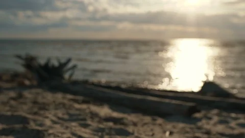 A view of the sea with waves, the rays of the sun through clouds. landscape 4k Stock Footage 91494908