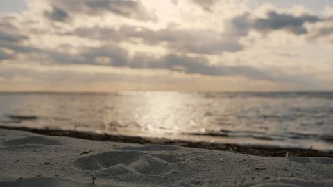 A view of the sea with waves, the rays of the sun through clouds. landscape Stock Footage 91553561