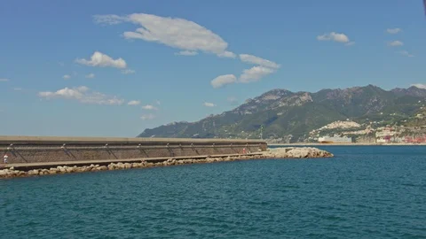 The view at the seafront at the coastline. Stock Footage 93750140