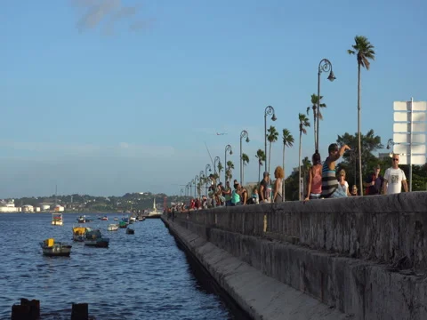 View to the seafront at sunset Stock Footage 70991426