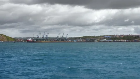 View of the Seaport from the Ship Stock Footage