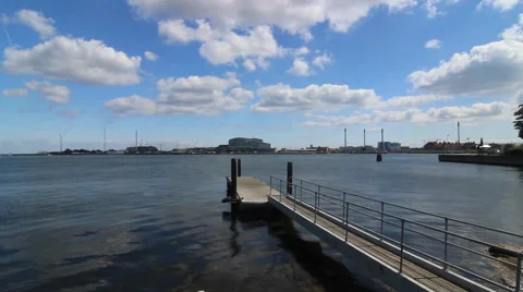 View of the seaside and clouds in Copenhagen Harbor Video stock 40402718