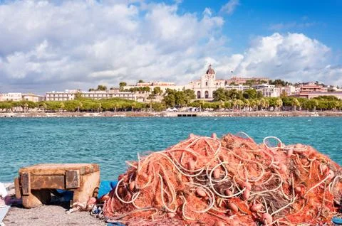 View of a seaside town Stock Photos
