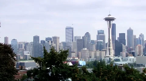 View of Seattle and Space needle Stock Footage 8690801