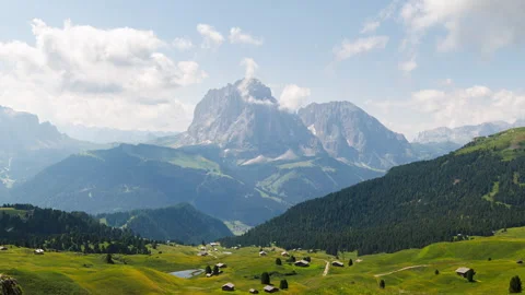 A view from Seceda - Odle - Val Gardena - Ortisei - Italy - Timelapse Stock Footage 293190196
