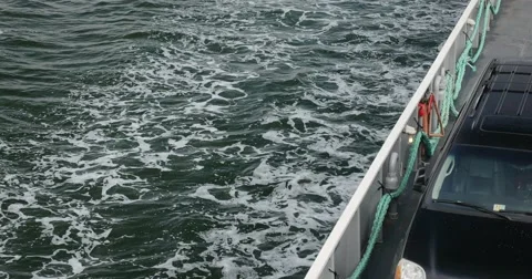 View from the second deck of an Automobile ferry underway Stock-Footage 57651194