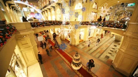 View from second floor of GUM of crossroads of passes Video stock 693152