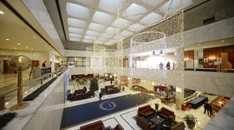View from second floor to lobby of the President Hotel Video stock 37657174
