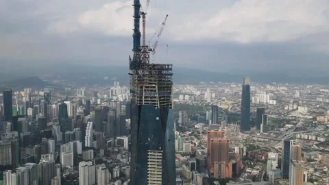 View of the second highest skyscrapers in the World Stock Footage 163253850