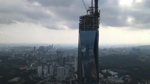 View of the second highest skyscrapers in the World Stock Footage 163253864
