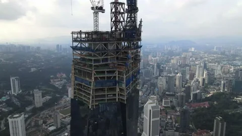 View of the second highest skyscrapers in the World Stock Footage 163253875