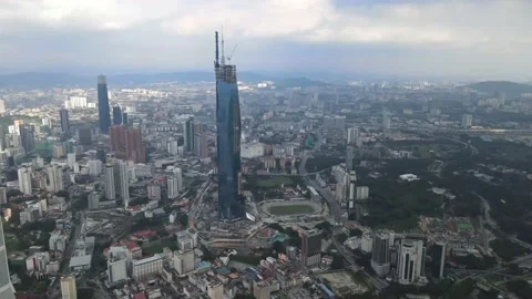 View of the second highest skyscrapers in the World Stock Footage 163253876