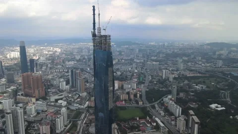 View of the second highest skyscrapers in the World Stock Footage 163253903