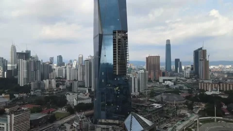 View of the second highest skyscrapers in the World Stock Footage 163253931