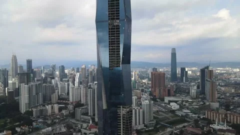 View of the second highest skyscrapers in the World Stock Footage 163253945