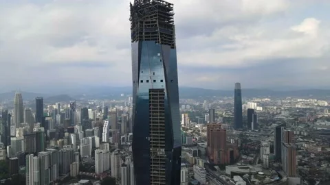 View of the second highest skyscrapers in the World Stock Footage 163253955