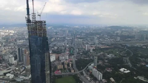 View of the second highest skyscrapers in the World Stock Footage 163253971