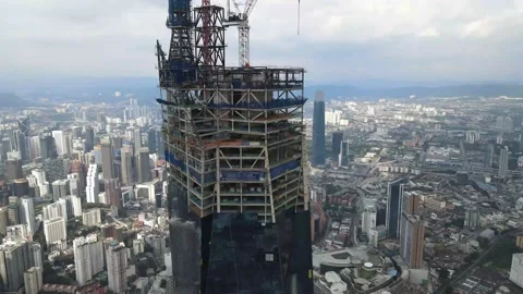 View of the second highest skyscrapers in the World Stock Footage 163253986
