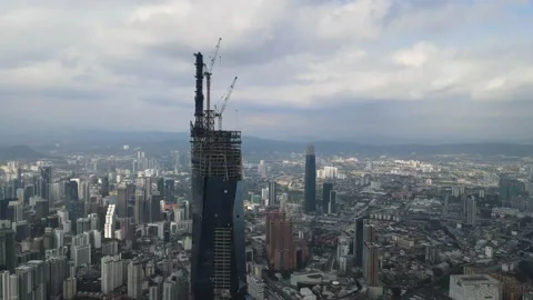 View of the second highest skyscrapers in the World Stock Footage 163253990