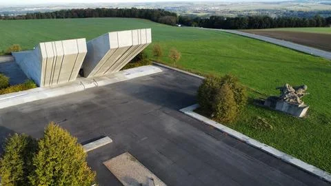 View of the Second World War Memorial and Ostrava Opava Operation, Hrabyne,Czech Stock Photos