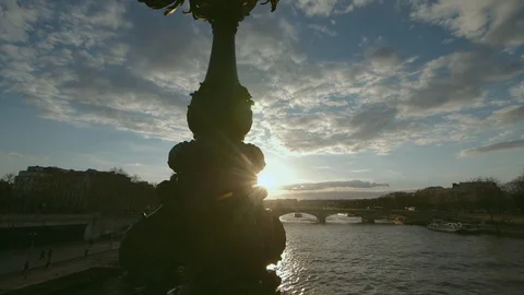 View of Seine river from the bridge. Paris Video stock 112748232