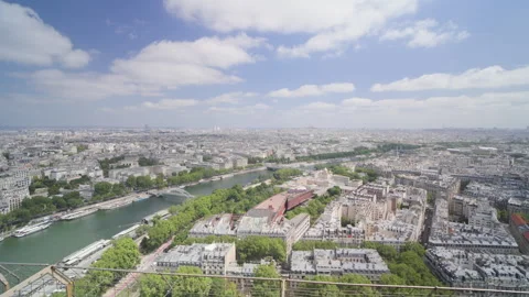 View of Seine River from Eiffel Tower, Paris Stock Footage 313856988