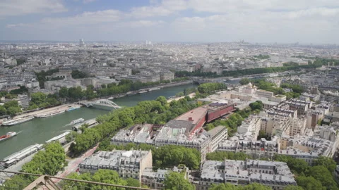 View of Seine River from Eiffel Tower, Paris Stock Footage 313857183