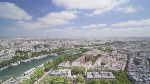View of Seine River from Eiffel Tower, Paris Stock Footage 313858275