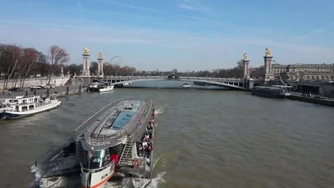 View of the seine river in Paris Stock Footage 74518524