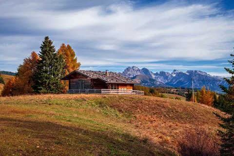 View of the Seiser Alm, the largest high alpine pasture in Europe in Italy. Stock Photos