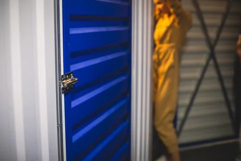 View of self storage warehouse, process of keeping and storing the goods and  Stock Photos