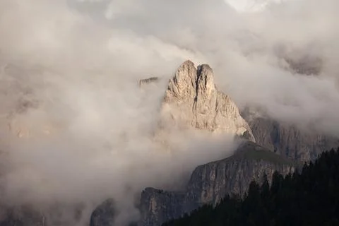 View on the Sella group in a cloudy day - Val Gardena, Dolomites Stock Photos