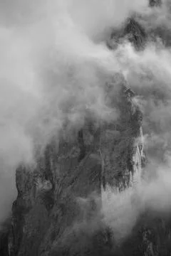 View on the Sella group in a cloudy day - Val Gardena, Dolomites Stock Photos