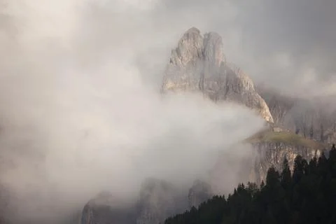 View on the Sella group in a cloudy day - Val Gardena, Dolomites Stock Photos