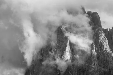 View on the Sella group in a cloudy day - Val Gardena, Dolomites Stock Photos