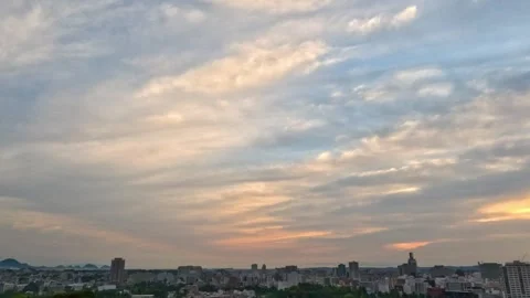 View of Sendai City from the statue of Date Masamune Stock Footage 243397174