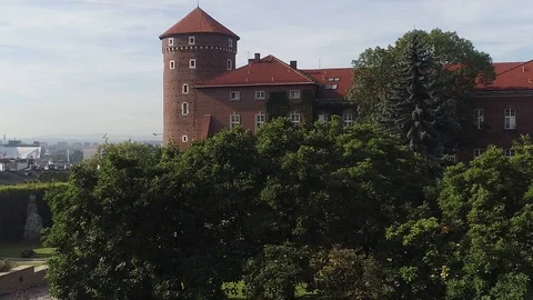 View on separate buildings of Wawel Castle Stock Footage 99140341