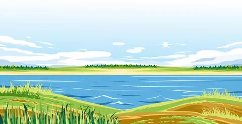 A view of a serene lake Stock Illustration