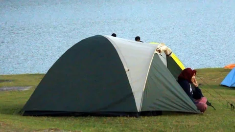 View of the sermo reservoir Stock Footage 124204371