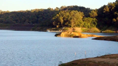 View of the sermo reservoir Stock Footage 124204374