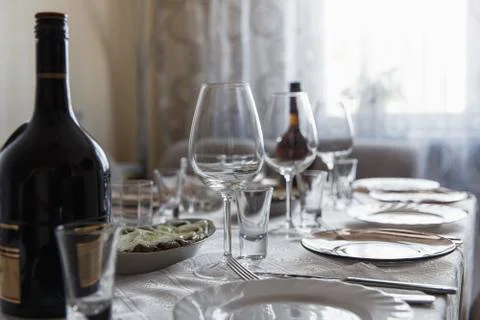 View of the served table Stock Photos
