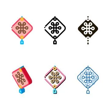 View set of air lamp with pattern icon vector outline Stock Illustration