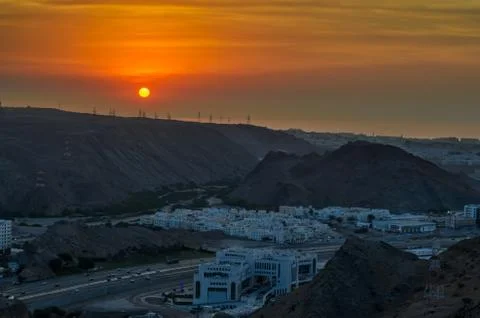 View of a setting Sun Stock Photos